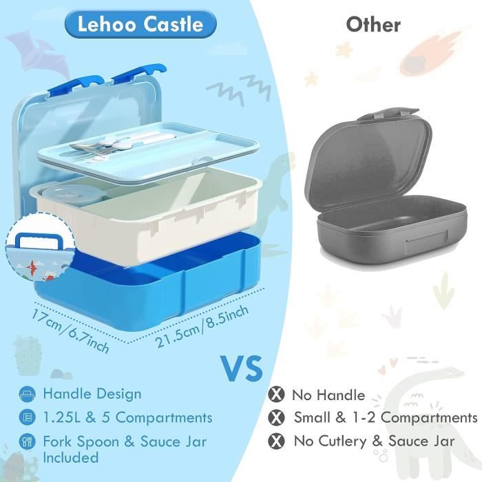 Boîte à Déjeuner Enfant 900ml Anti-Fuite - Compartiments Séparés - Micro-ondes Et Lave-Vaisselle - Sans BPA (Rose)