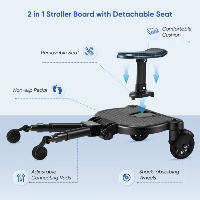 Poussette universelle Pédale poussette avec siège amovible et assemblable