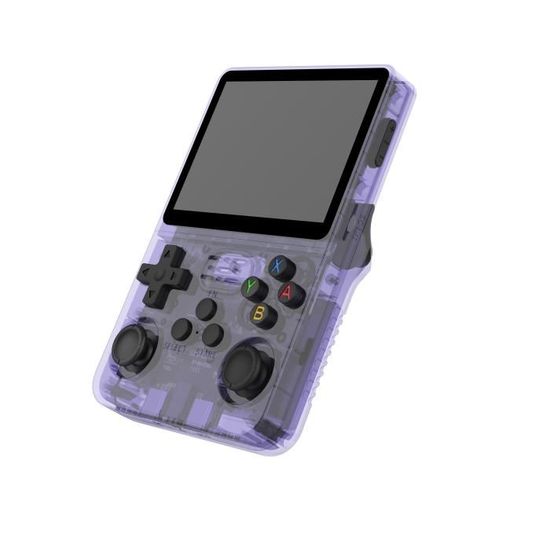 R36s Console De Jeux Rétro Portable – Écran IPS 3,5 Pouces, 64 Go, +17 000 Jeux, Batterie 3000 MAh, Violet