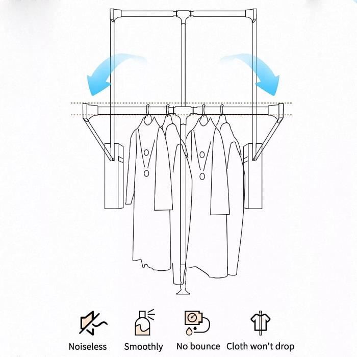 Barre Penderie Escamotable Tringle Coulissante VêtementsArmoire Pliable