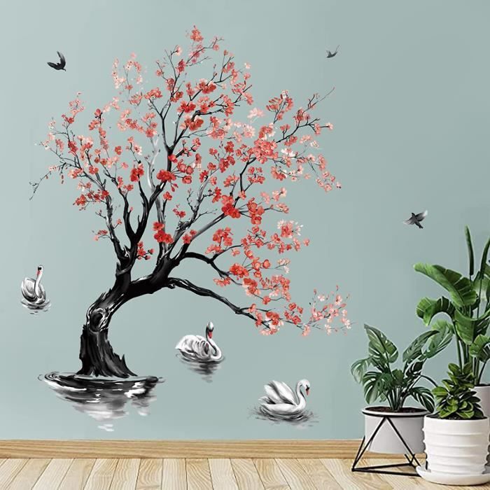Autocollant Mural ailes d'arbre féerique à fleurs sauvages