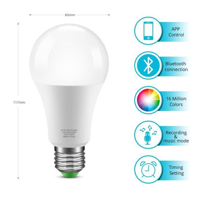 Lampe à poser,Ampoule E27 sans fil Bluetooth 85 265V,lampe intelligente RGB  RGBW RGBWW pour décoration de - Type Remote Control RGB