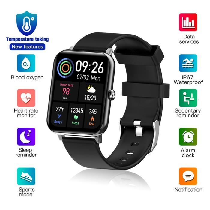 Montre Connectee F15 PRO 1.77 pouces Bluetooth 5.0 IP67 Smartwatch Noir Cdiscount Telephonie