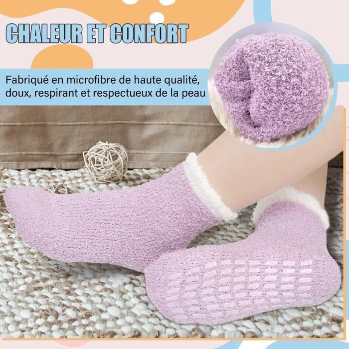 Chaussettes Pour Femme Avec Antidérapantes, Chaudes Et Antidérapantes