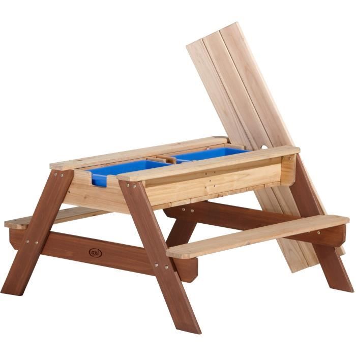 Bac à sable en bois avec banc et cuisine de jeu - AXI Kelly - Gris et marron - Jeux Bac à sable en bois avec banc et cuisine de jeu - AXI Kelly - Gris et marron - Jeux