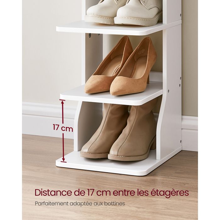 RELOVE Meuble à Chaussures En Métal DIY 9 Niveaux 50-55 Paires De Chaussures Avec Crochets Pour Salle De Séjour Armoire Couloir 127 X 30 X 58 Cm 9 Couches 3 Colonnes