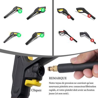 Tuyau Haute Pression De Rechange 10 M Pour Karcher K2 à K7 - Pression Max 5800 PSI, Raccords Rapides En Cuivre - Compatible Nettoyeurs Haute Pression Karcher