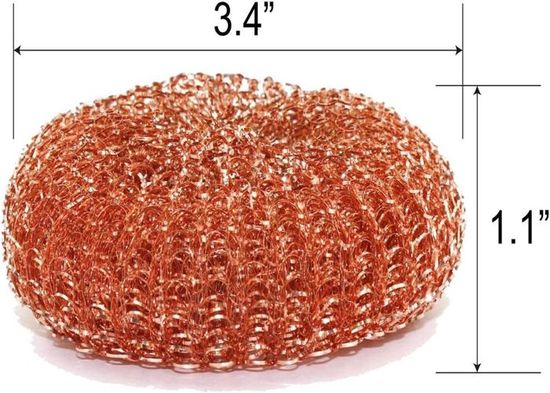 6 éponges En Cuivre Sans Rayure | Pour Nettoyer Fonte, Inox, Grilles, Fours | Réutilisables Et écologiques
