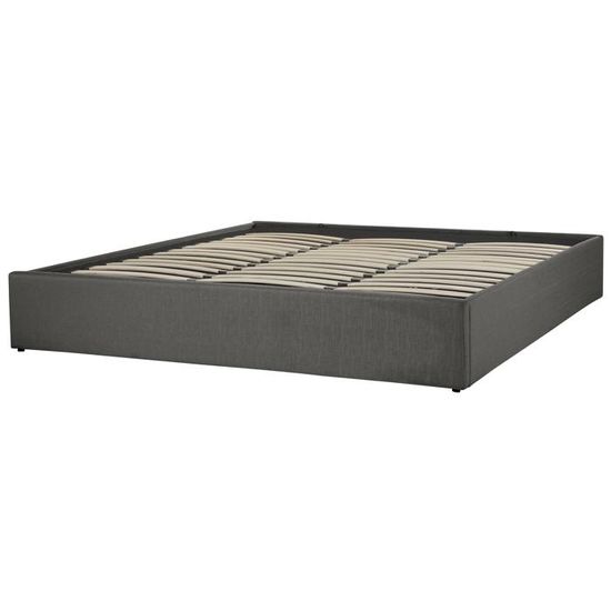 Lit En Tissu 180x200 Gris Avec Rangement Dinan Achat Vente