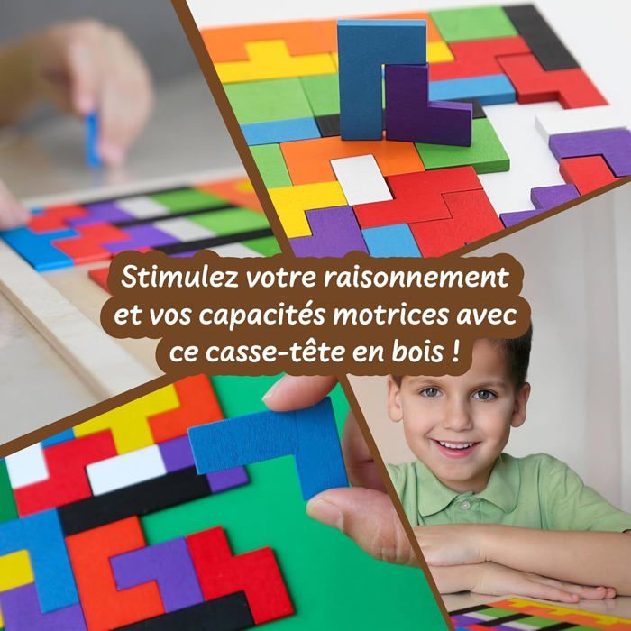 Science4you -Science4you 40 Puzzle de Blocs Sciettes Tangram en Bois, Casse-tête pour Enfants, Jeu Éducatif Montessori Regates d'âge 3 4 5 6+ Années, 1584