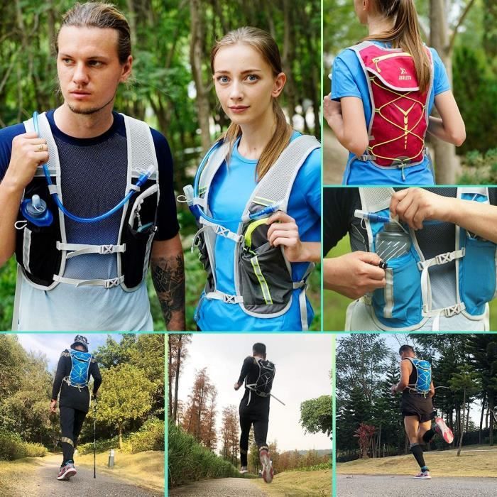 Neloheac Sac à Dos Hydratation Marathoner avec Poche à Eau 2 L, Gilet Hydratation  Running Ultraléger, Sac Eau Running de Camping Randonnée Trail Sport, Bleu  : : Sports et Loisirs