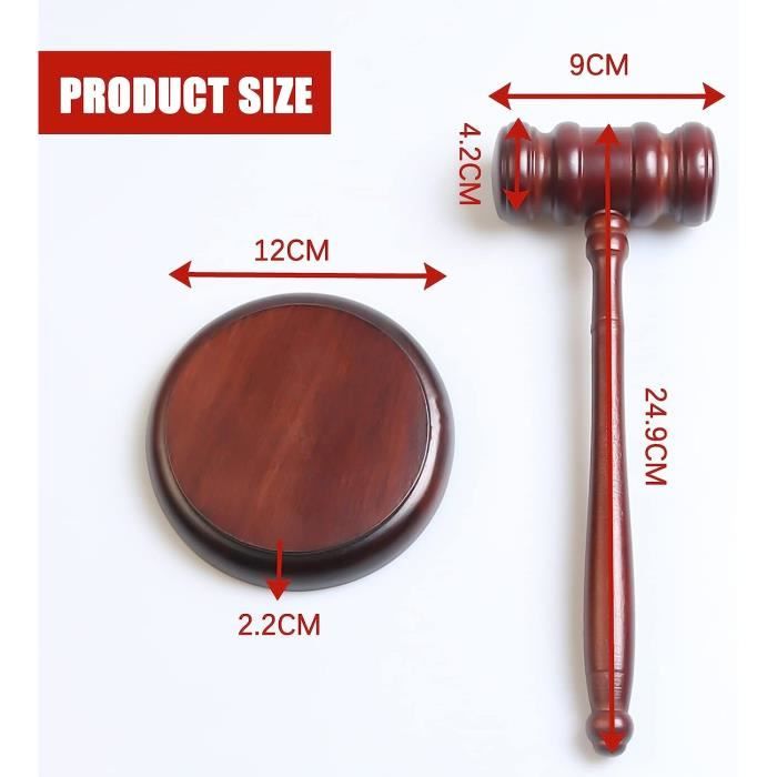 Marteau En Bois Et Bloc Sonore Pour Juge Et Avocat - Fabriqué Main, Son Clair, Cadeau Unique Et Professionnel