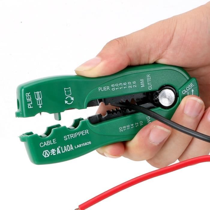 Pince à dénuder fil électrique - Vert - A dénuder - 0.8 à 2.6mm