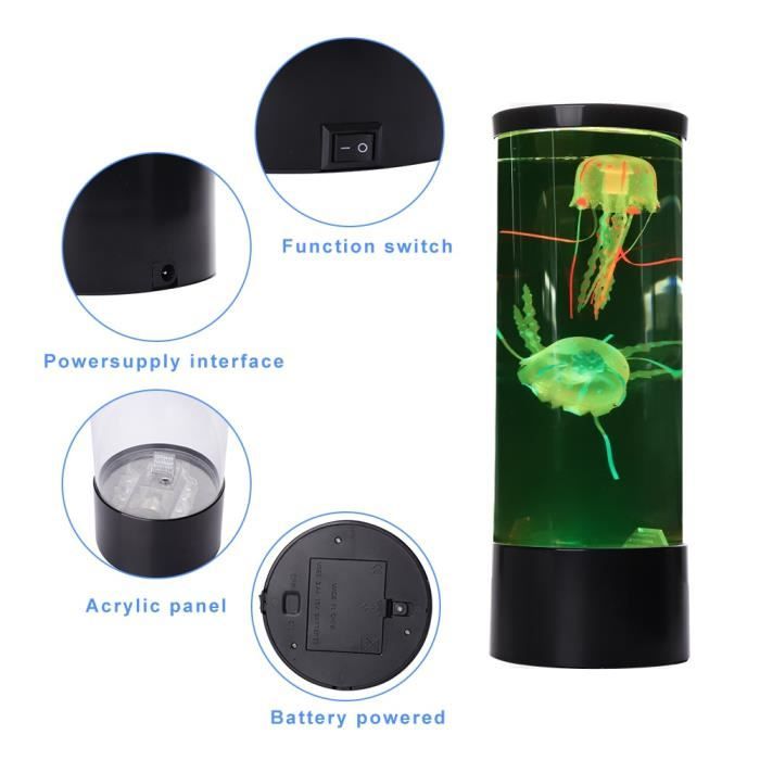 Lampe à motif de méduses, réservoir à couleurs changeantes, ambiance  relaxante, veilleuse alimentée par USB e - Cdiscount Maison