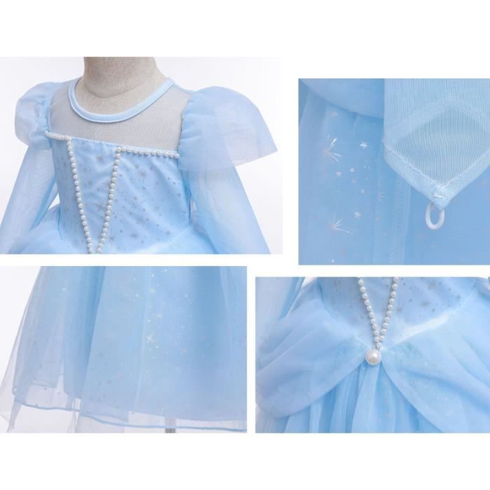 Nouveau Deguisement La Reine des Neiges Halloween Noel Elsa Cosplay Costume avec Couronne Baguette