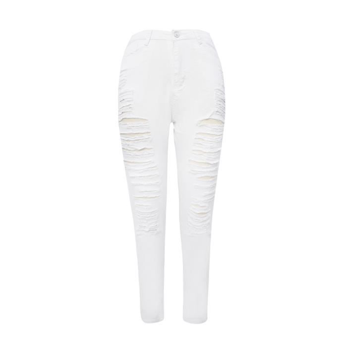 Pantalon blanc a trou femme discount