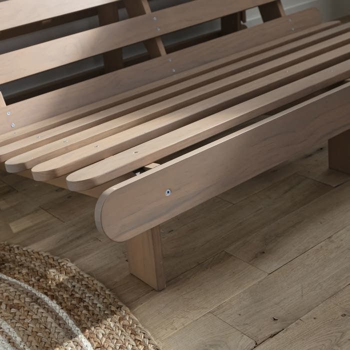 Structure Futon En Pin Massif 160x200 Cm – 3 Positions (Canapé, Chaise Longue, Lit) – Couleur Taupe