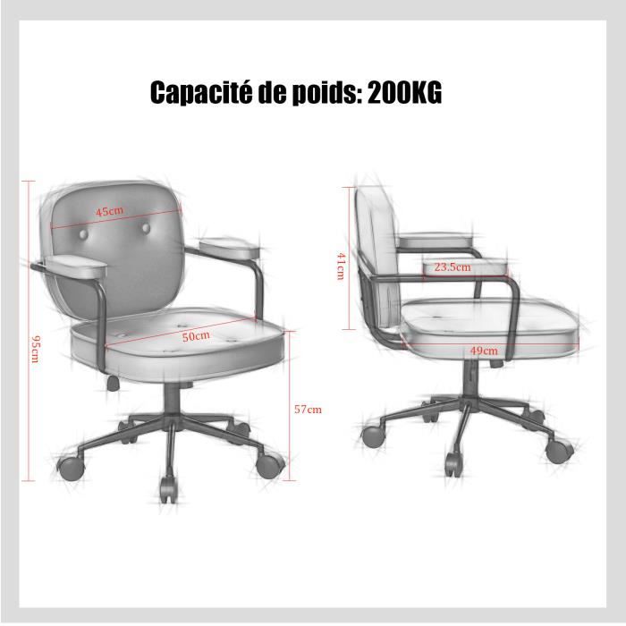 Chaise de Bureau - SONGMICS - Réglable en Hauteur - Capacité de Charge 110  kg - Marron - Cdiscount Maison