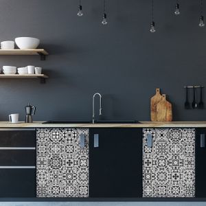 Carrelage Adhésif Noir Bois 30x30cm - 4 Dalles PVC Pour Crédence Cuisine/Salle De Bain - Imperméable