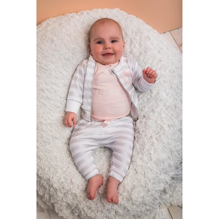 DIRKJE Gilet Molleton Zippe a Rayures Gris Argente et Blanc Bebe Fille Gris argente Cdiscount Pret a Porter