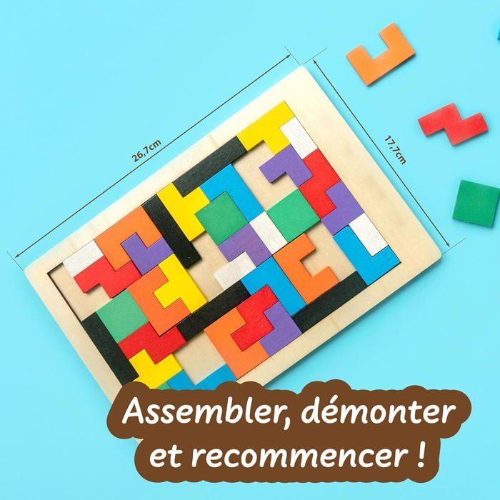 Puzzle Tangram Bois 40 Pièces – Jeu Éducatif 3-7 Ans, Casse-tête IQ, Idée Cadeau Anniversaire Enfant Fille Garçon PUZZLE - Jeux - Jouets