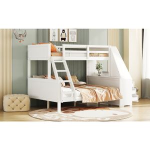 Lit superposé avec bureau blanc 90x190 bois de pin massif | Leroy Merlin