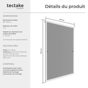 Moustiquaire Pour Porte Cadre Fixe En Aluminium 95 X 210 Cm Blanc 2008030 2 87290191