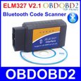 Dernière version ELM327 Bluetooth V2.1 OBD2 OBDII ELM 327 Outil de diagnostic sans fil supporte les 7 types OBD Protocoles An-1227-0