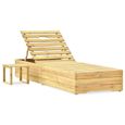 4558Jill's- Chaise longue DE Jardin,Bain de soleil de luxe Fauteuil de Jardin Transat avec table Bois de pin imprégné de vert-0