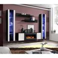 Ensemble de meubles suspendus avec cheminée décorative collection FLY M2. Coloris noir et blanc 170 Blanc-0