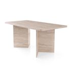 CALICOSY - Table à manger avec plateau rectangulaire et 2 pieds L180 cm - LOFT - Travertin