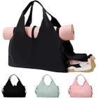 TOATELU Sac De Sport Pour Femme - Sac De Yoga Avec Compartiment Chaussures Imperméable - Noir - Idéal Gym Et Voyage