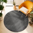 Tapis Salon Moderne - SIMPEX - Azalée - Gris - 120 cm Rond Ø - 100% Polypropylène