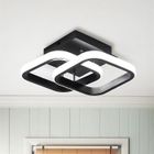 DELIPOP Plafonnier LED moderne 22W - 6500K 2 carré Lustre de Plafond pour salon chambre couloir cuisine salle à manger - Noir