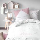 Parure de lit enfant 100% coton - MATT & ROSE - SWEET DREAMS PINK - Blanc/rose - 140x200+63x63cm