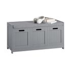 SoBuy FSR80-SG Banc de Rangement avec 2 Portes 1 Cube et Coussin Rembourré Meuble d'Entrée Coffre à Jouets Commode à Chaussures