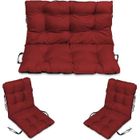 Coussin Dossier pour Banc de Jardin - SuperKissen24 - Rouge foncé - 100x50x60 cm + 2x 48x96 cm