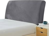 Housse de Tête de lit Extensible,150-170cm Housse de Protection en Velours Décor de tête de lit Anti-poussière pour Lits,Gris Clair