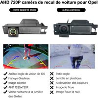 Caméra de recul pour Opel Astra H/Opel Zafira B/Corsa D/Vectra C/InsigniaGreenAuto 170 degrés d'angle de Vision AHD 720P Lampe de