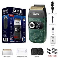 Vert avec la lame Kemei – rasoir électrique 2 en 1, Portable, sans fil, Rechargeable, avec écran LCD, pour ho