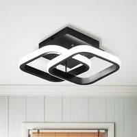 Plafonnier LED Moderne 22W 6500K Lustre Lampe de Plafond carré Noir pour Chambre Salon Couloir Cuisine - Taille: 25*17*10 cm