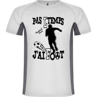Tee shirt enfant 3/12 ans Football "PAS L'TEMPS J'AI FOOT" | tee shirt gris et blanc football
