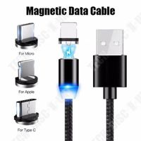 TD® Câble magnétique USB avec ports embouts détachables ( Android - iOS - TYPE-C ) Synchronisation Données Connexion Rapide