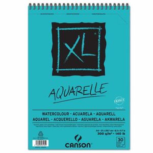 PAPIER CRÉATIF Canson - 400039170 - XL Aquarelle - Album spirale 30 feuilles A4 300g/m - Blanc