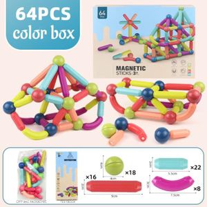 ASSEMBLAGE CONSTRUCTION Boîte de couleur 64pc-Ensemble de blocs de Constru