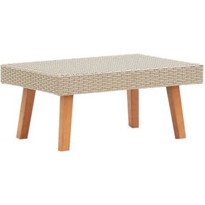 TABLE BASSE JARDIN  Table basse de jardin en résine tressée beige - vidaXL - Rectangulaire - 70x50x33cm