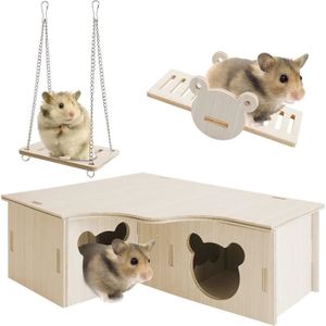 JOUET 3Pcs Jouet Hamster Accessoires pour hamster en boi