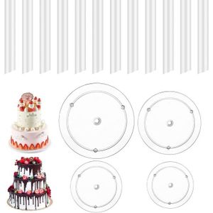 Plateau rond transparent en acrylique pour décoration de gâteau - Plateau  de décoration rond - Grattoir à gâteau - Base C3s9 : : Maison