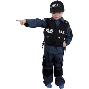 ensemble déguisement agent de police pour enfants (gilet, chapeau,  talkie-walkie et disque) dans une pochette