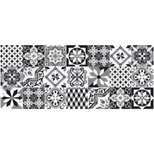 TAPIS Tapis boston carreaux de ciment noir/blanc 50x120 